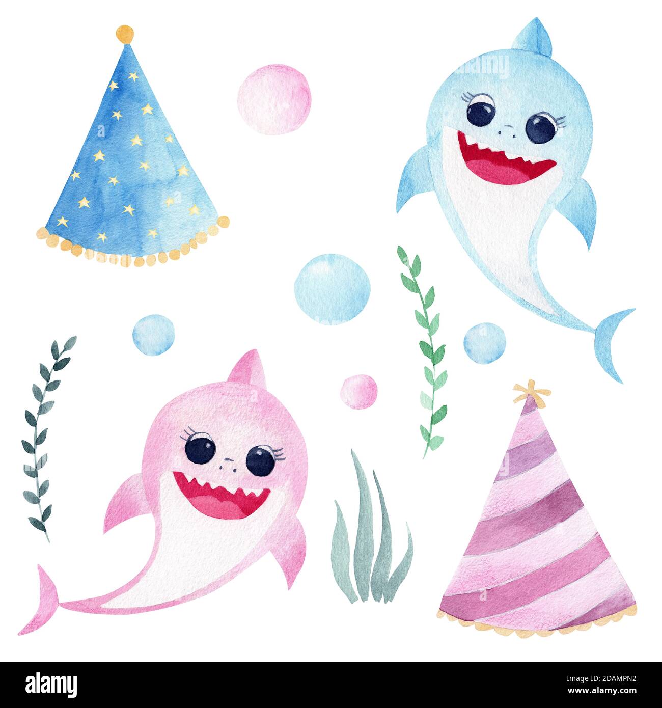 Clipart De Fiesta De Cumpleaños De Baby Shark - El Primer Cumpleaños De  Bebé, Ilustración Náutica Linda De Dibujos Animados De Guardería Sobre  Fondo Blanco, Vector De Animales Submarinos Ilustraciones svg, vectoriales
