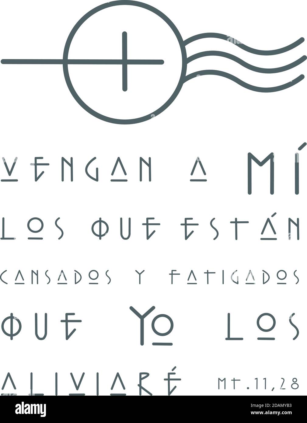 Ilustración digital o dibujo de la frase bíblica cristiana en español