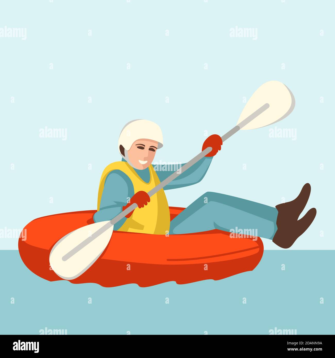 Niño Boating, ilustración vectorial, estilo plano, perfil Foto de stock