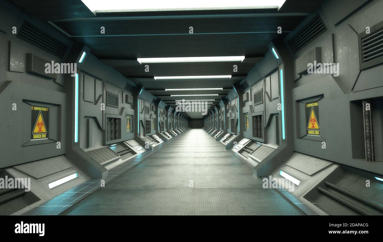 renderizar en 3d. Diseño futurista de concepto interior Foto de stock