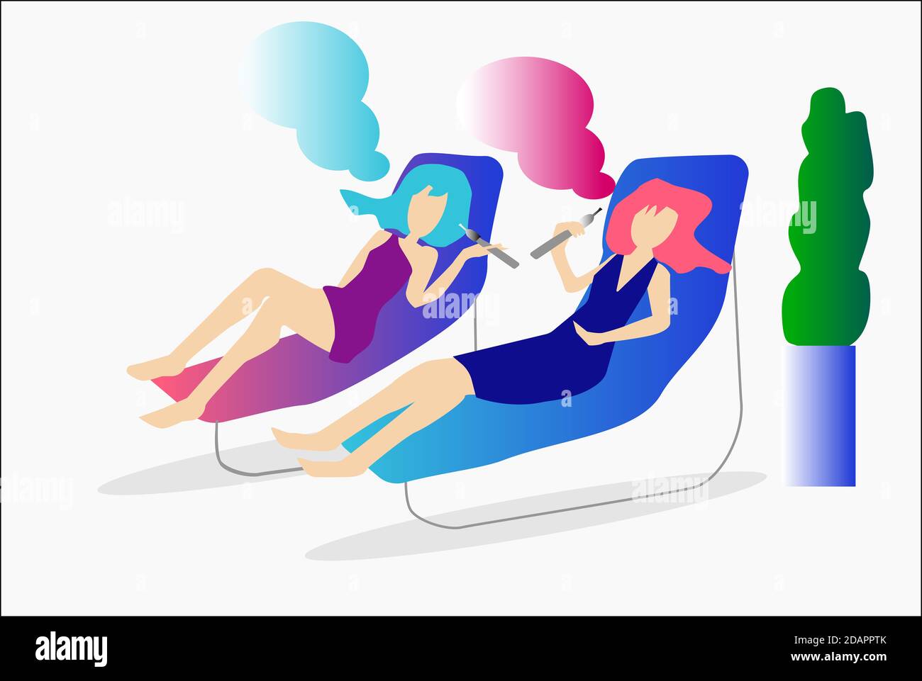 Ilustración de dos mujeres que vaping e-cigarrette Foto de stock