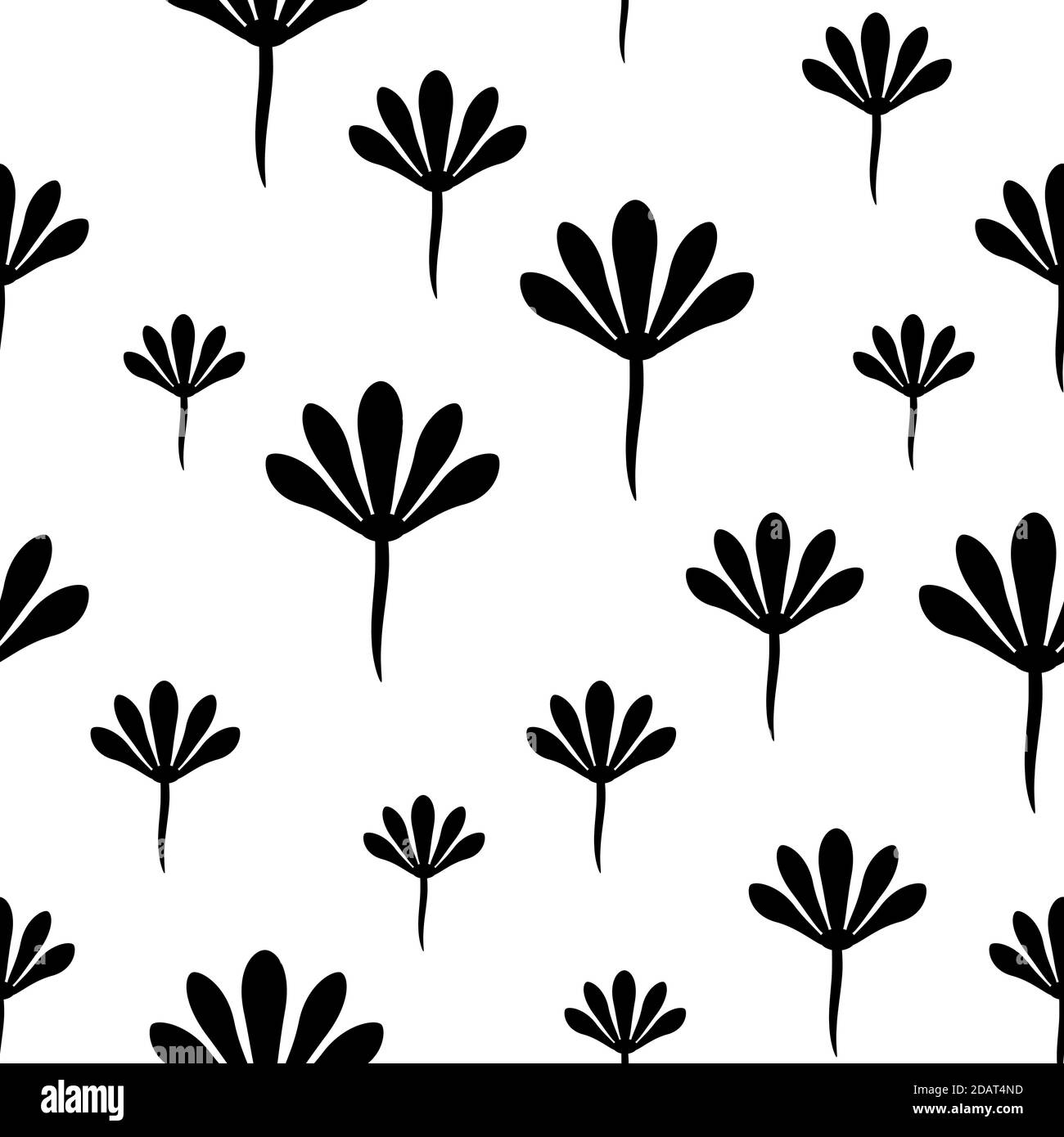 Textura floral sin costuras con flores negras dibujadas a mano. Fondo  blanco. Ilustración vectorial con ramitas. Ornamento para imprimir sobre  tela, pape Imagen Vector de stock - Alamy