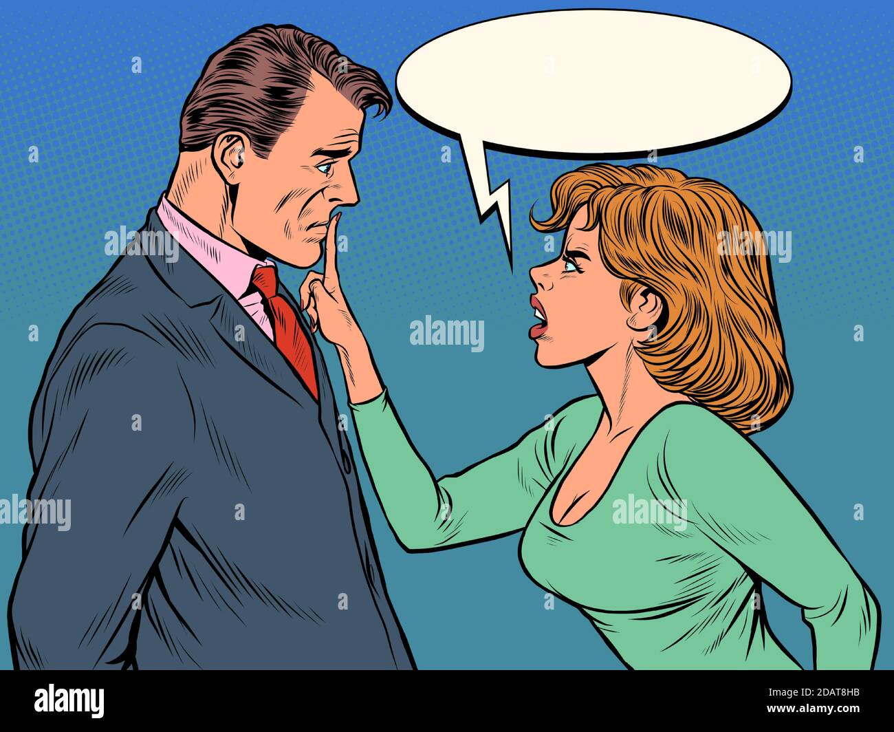Pareja peleando, mujer y hombre. Escándalo de marido y mujer Ilustración del Vector