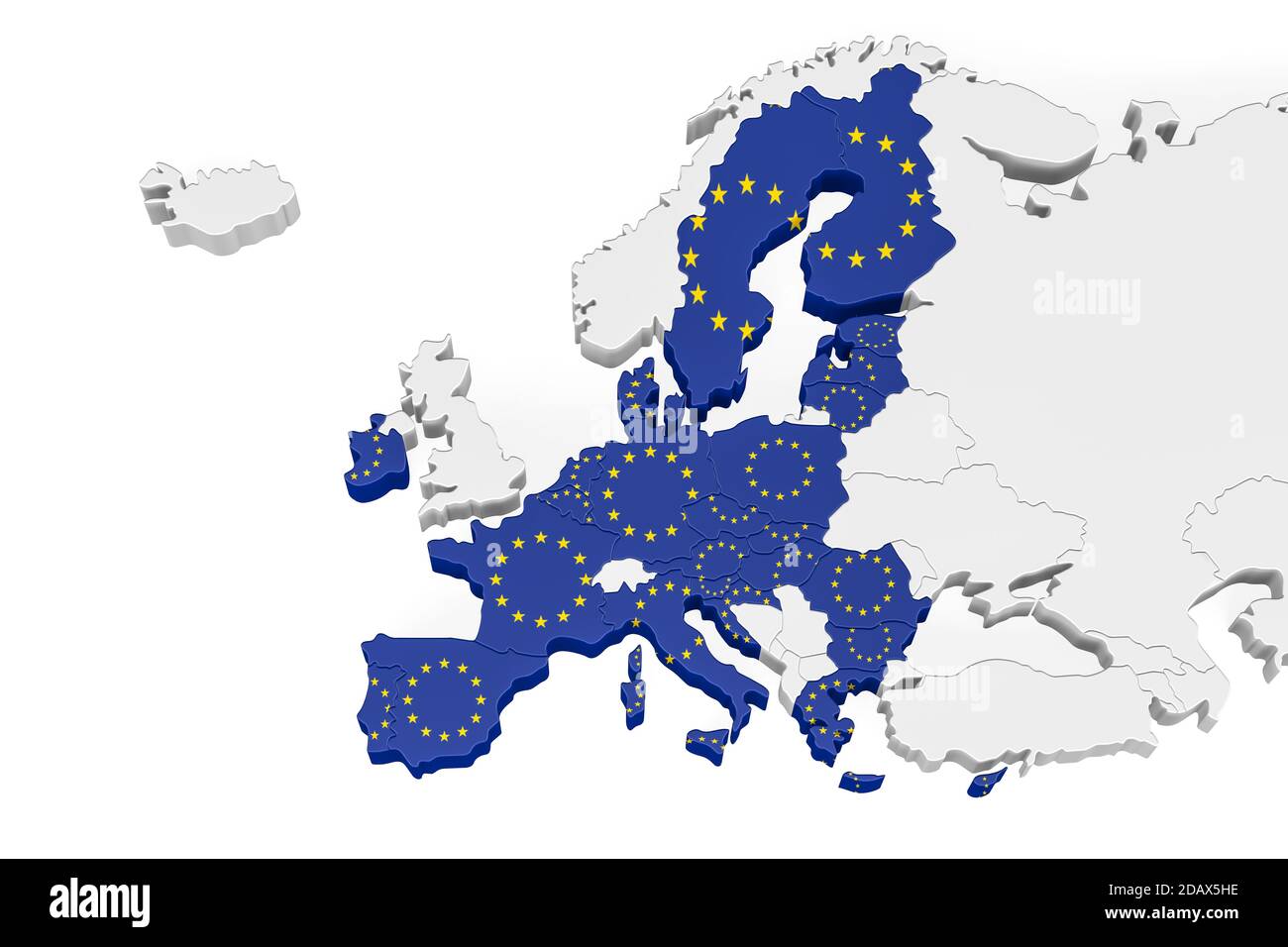 Mapa 3D de Europa con fronteras marcadas miembro de la Unión Europea Mapa 3D de Europa con fronteras marcadas miembro de la Unión Europea