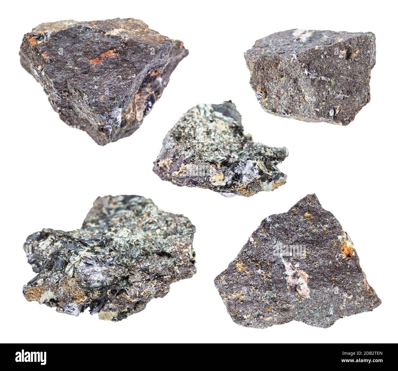 Conjunto de piedras preciosas, minerales naturales diversas piedras y rocas  de mineral de hierro aislado sobre fondo blanco Fotografía de stock - Alamy