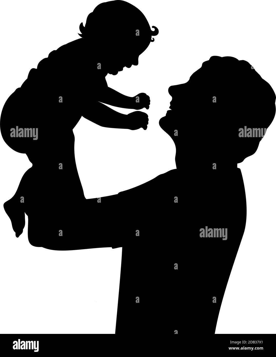 Silueta Padre Feliz Sosteniendo Al Bebe Recien Nacido En El Aire Primer Plano Imagen Vector De Stock Alamy