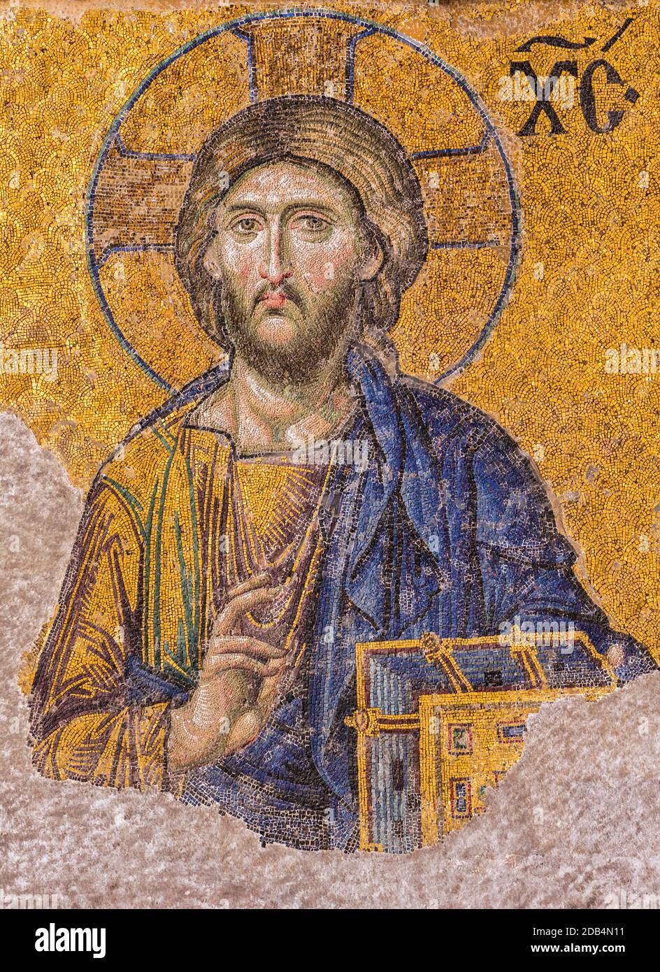 Estambul, Turquía. Detalle de Cristo en la Deesis, o Deisis, mosaico en Santa Sofía o Santa Sofía o Ayasofya. Construido como una iglesia Foto de stock