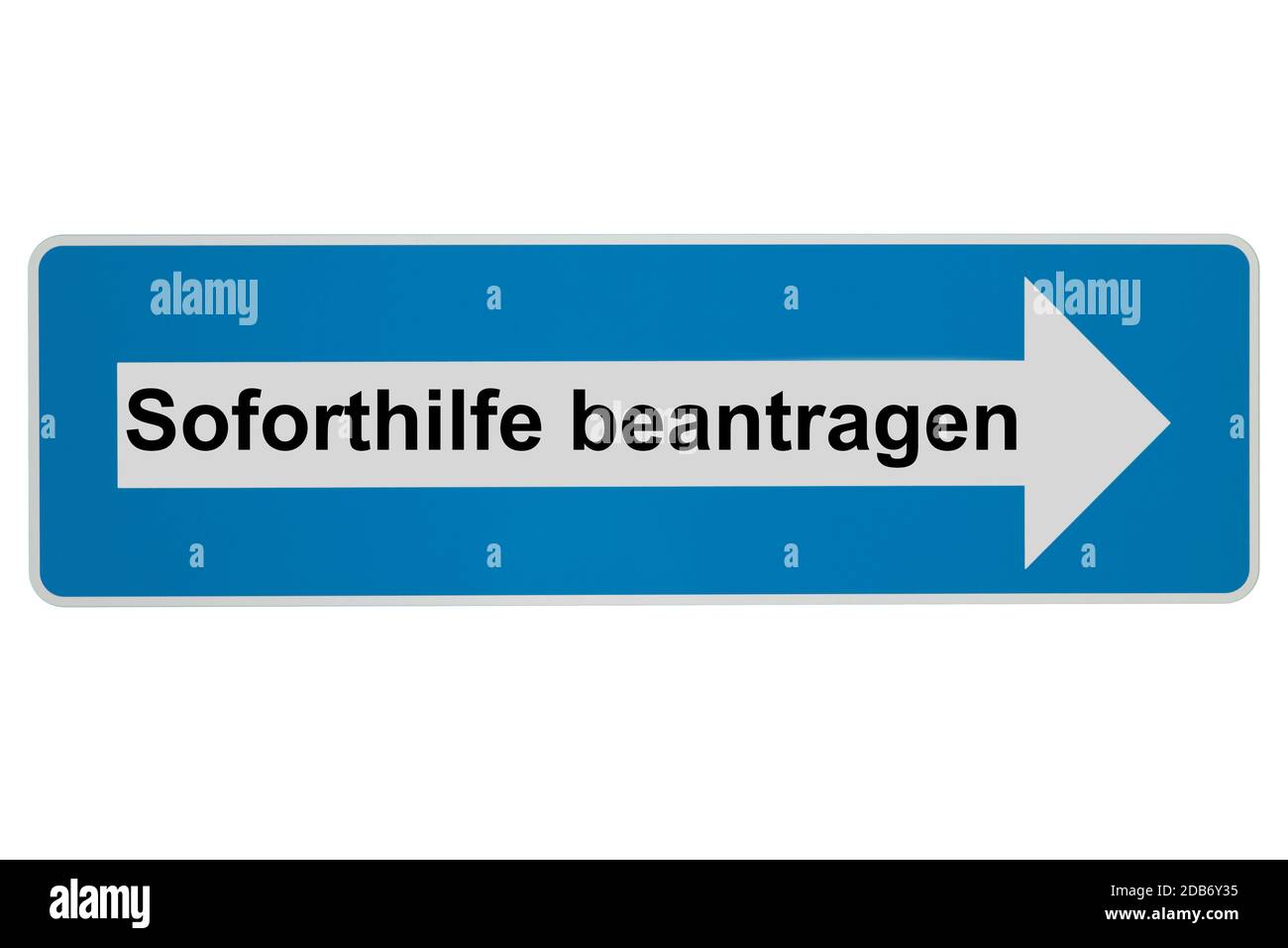 Concepto: Sofortilfe beantragen en alemán significa Seguridad Económica - Arrow Road signo sobre fondo blanco Foto de stock