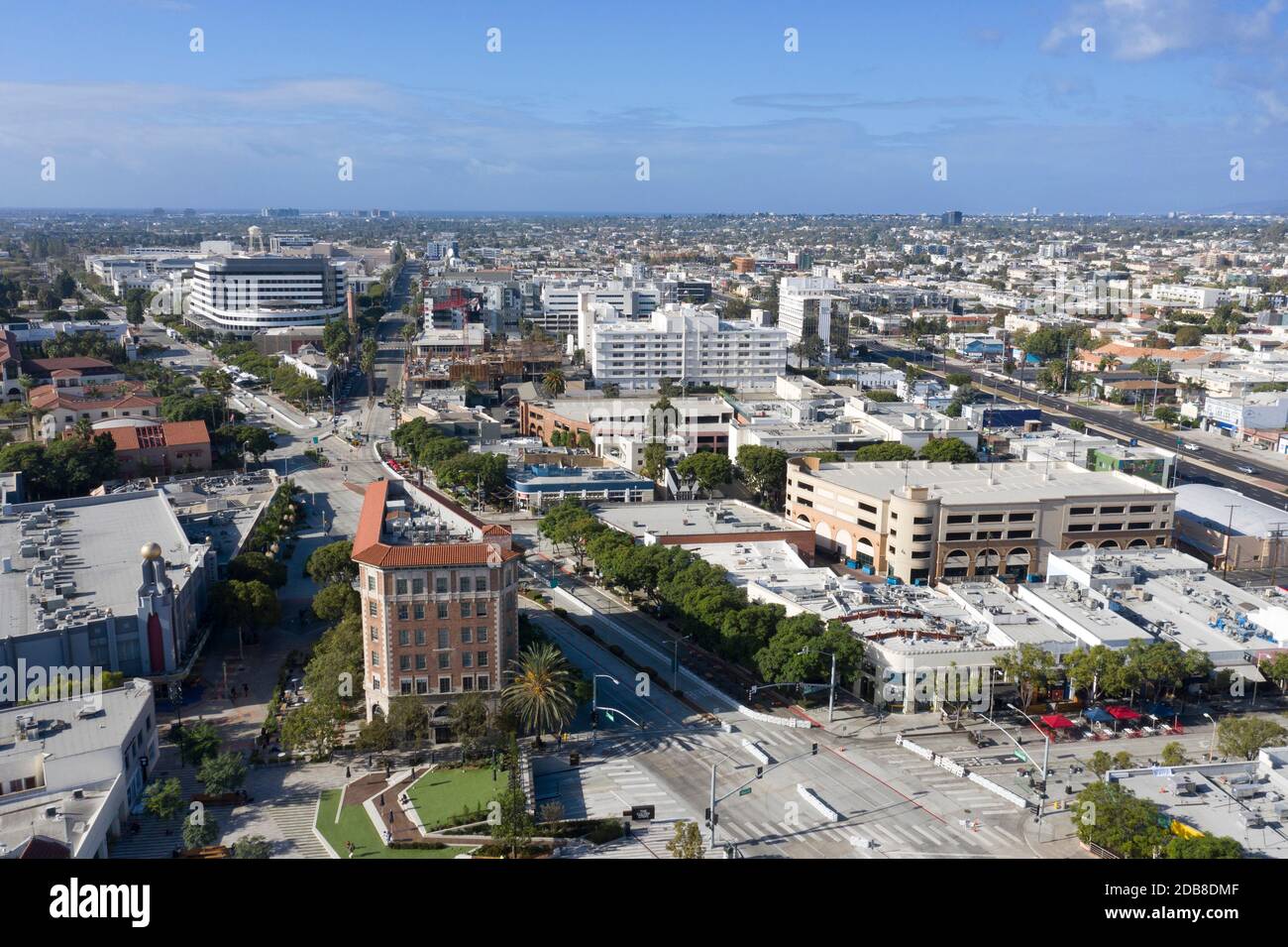 Vista aérea del centro de Culver City, California Foto de stock
