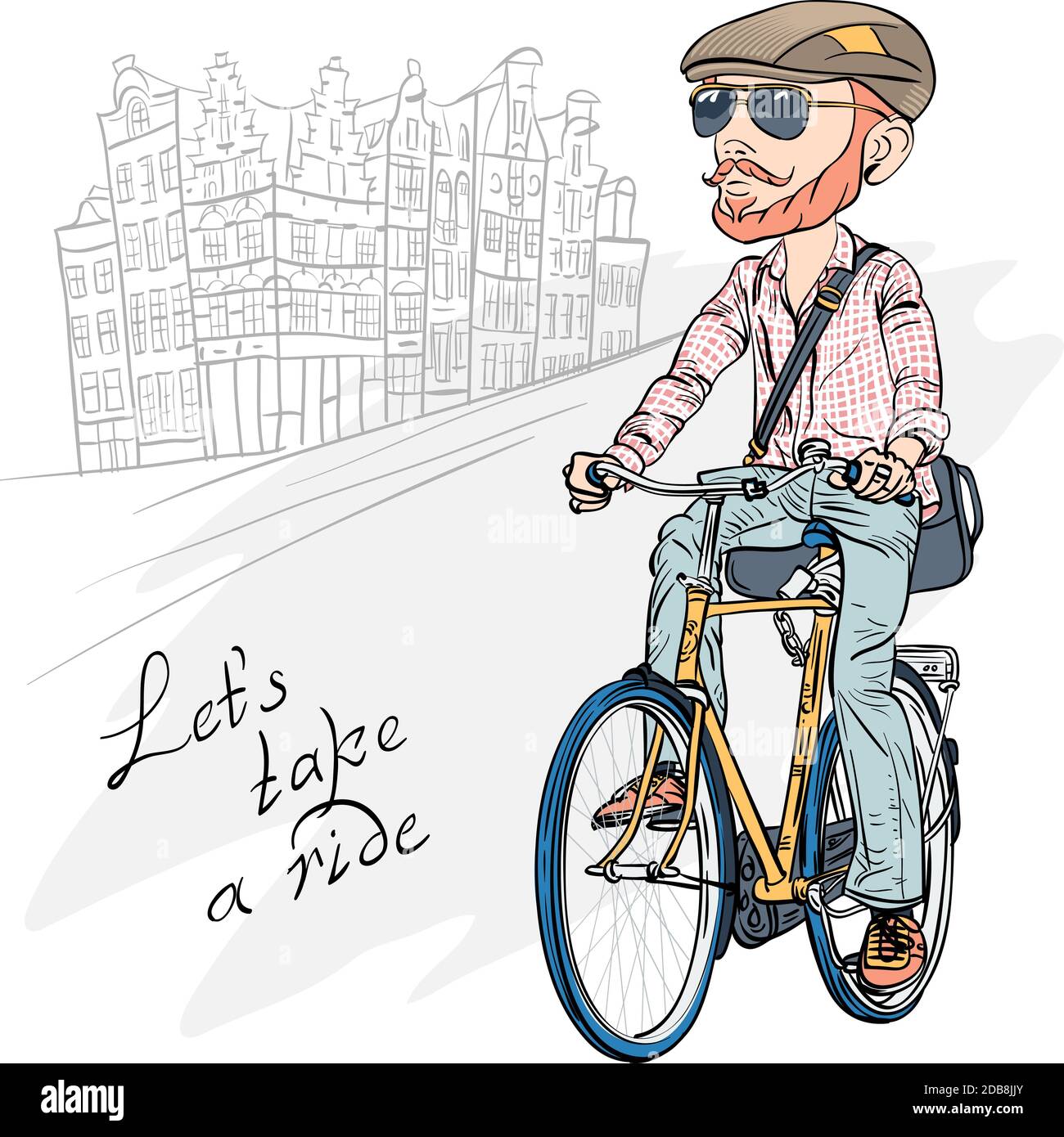joven hombre en Gafas de sol montando un bicicleta en ciudad calle 21144286  Foto de stock en Vecteezy