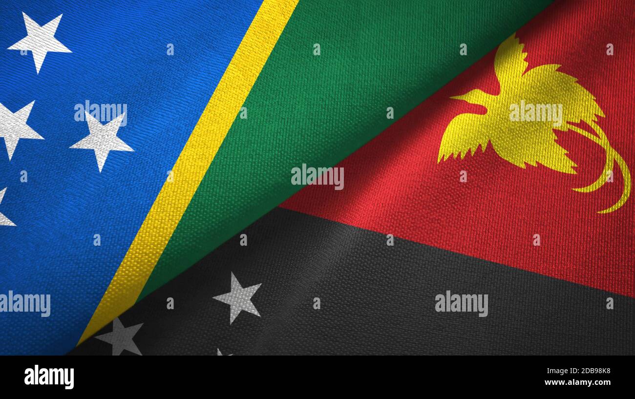 Islas Salomón y Papúa Nueva Guinea dos banderas tela, textura de tela  Fotografía de stock - Alamy
