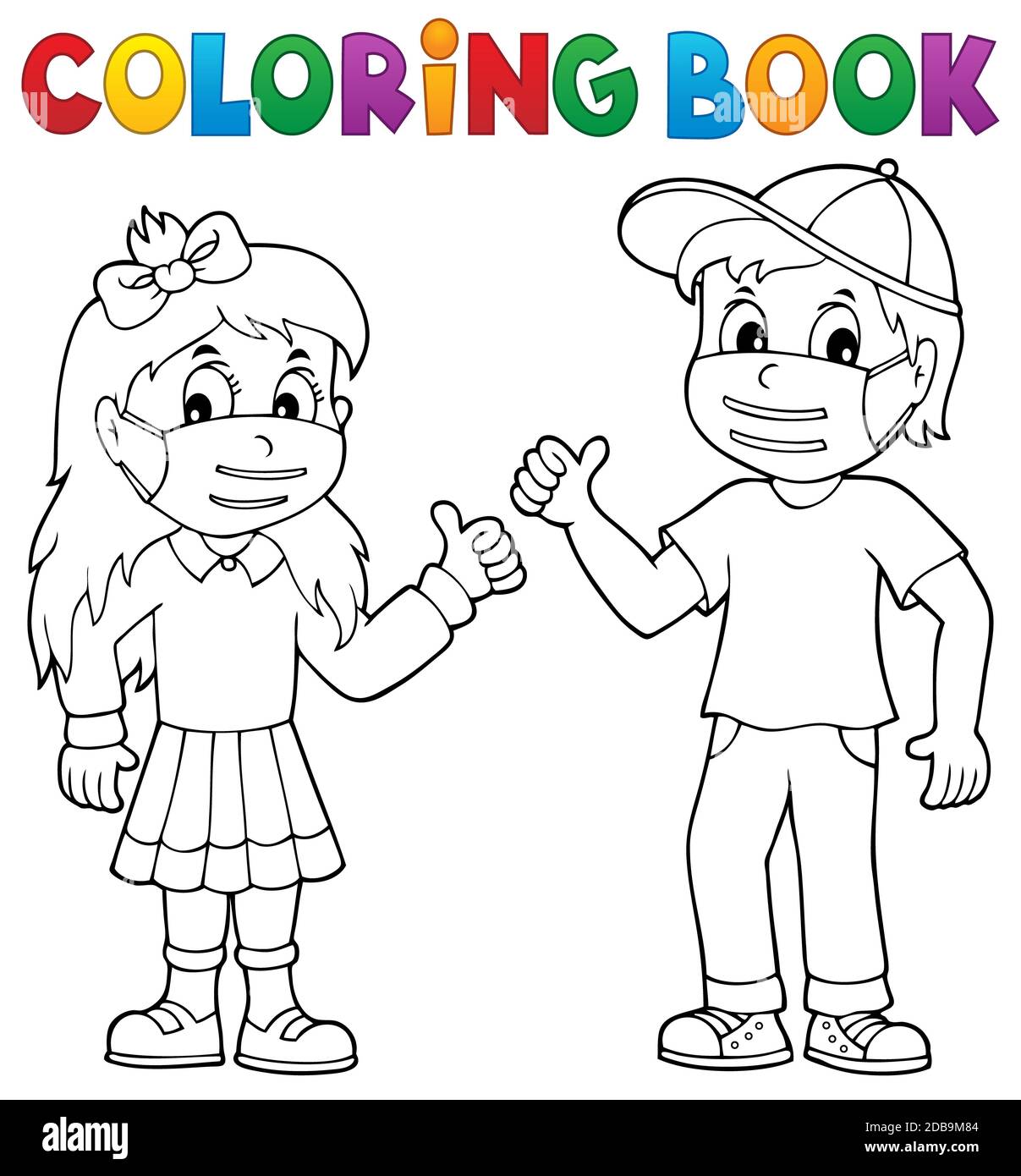 Libro de colorear niños en máscaras médicas 1 - ilustración de la imagen  Fotografía de stock - Alamy