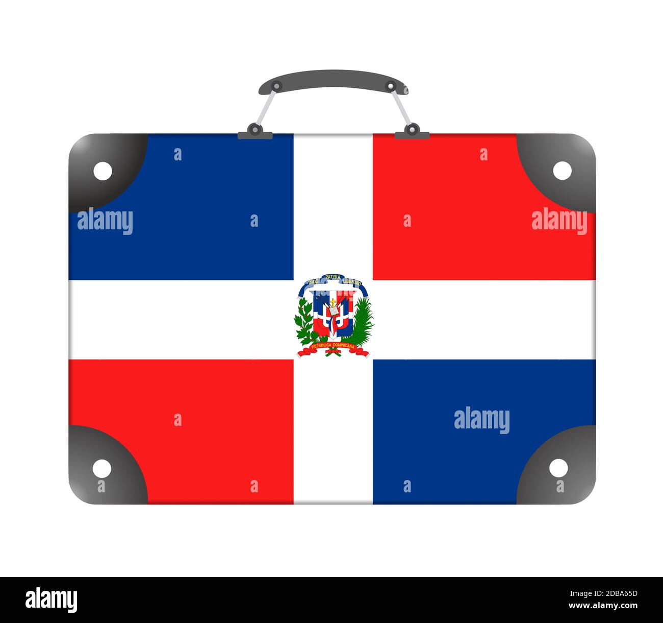 Bandera de la República Dominicana en forma de maleta de viaje sobre un  fondo blanco - ilustración Fotografía de stock - Alamy