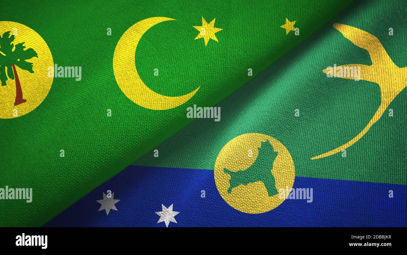Islas Cocos Keeling y la Isla de Navidad dos banderas de tela Fotografía de  stock - Alamy