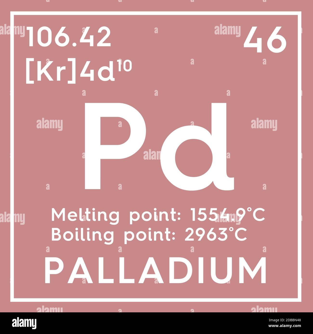 Paladio. Metales de transición. Elemento químico de la Tabla periódica