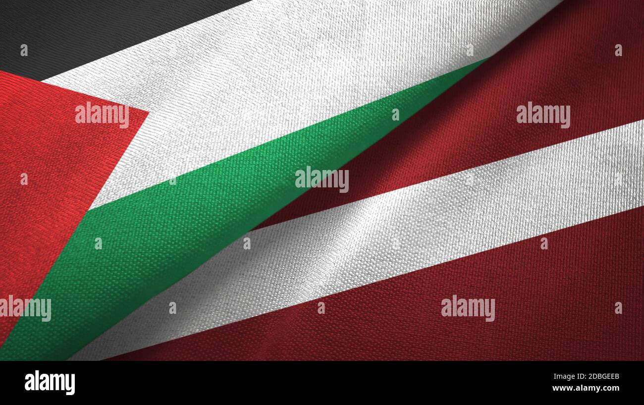 Palestina y Letonia dos banderas tela textil, textura de tela Fotografía de  stock - Alamy