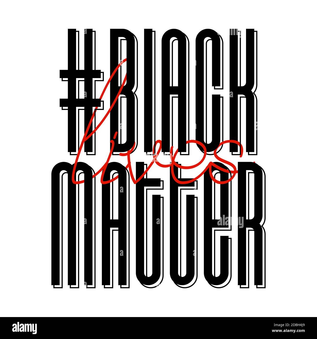 Las vidas negras importan. Banner de protesta sobre el derecho humano del pueblo negro en Estados Unidos. Ilustración vectorial. Foto de stock