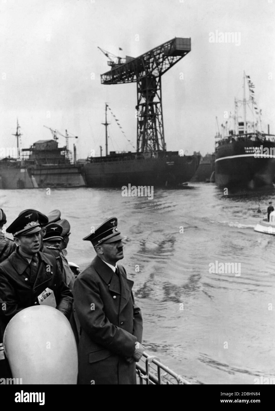 Adolf Hitler en el Westerplatte cerca de Danzig. Foto de stock