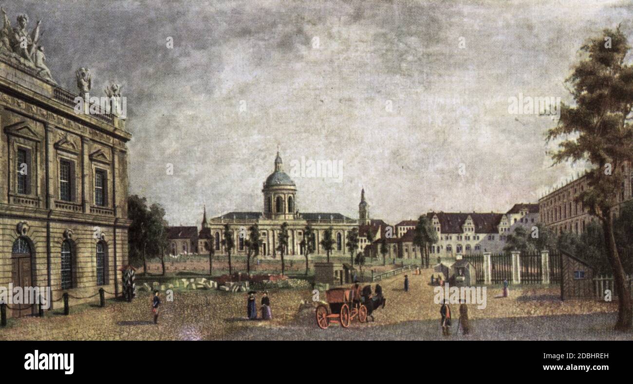 Una pintura de la antigua catedral de Berlín. Foto de stock