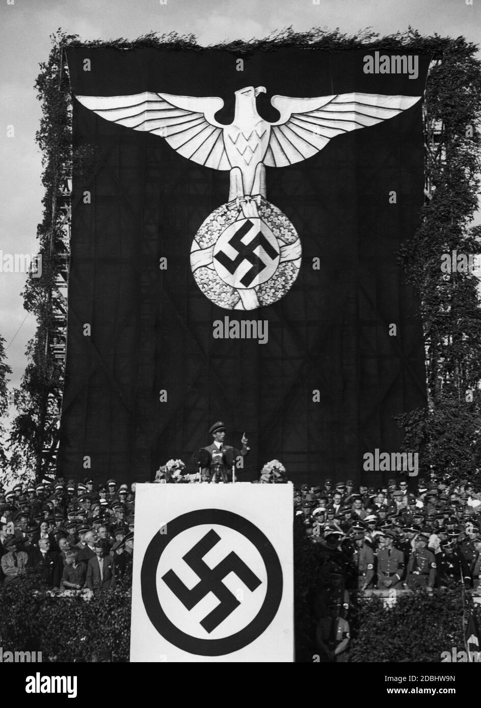Joseph Goebbels habla en el NSDAP Gau Day en Berlín. Foto de stock