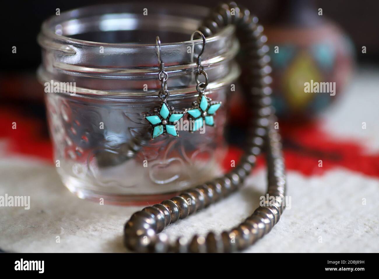 Joyería India de plata con turquesa, pendiente y collar Fotografía de stock  - Alamy