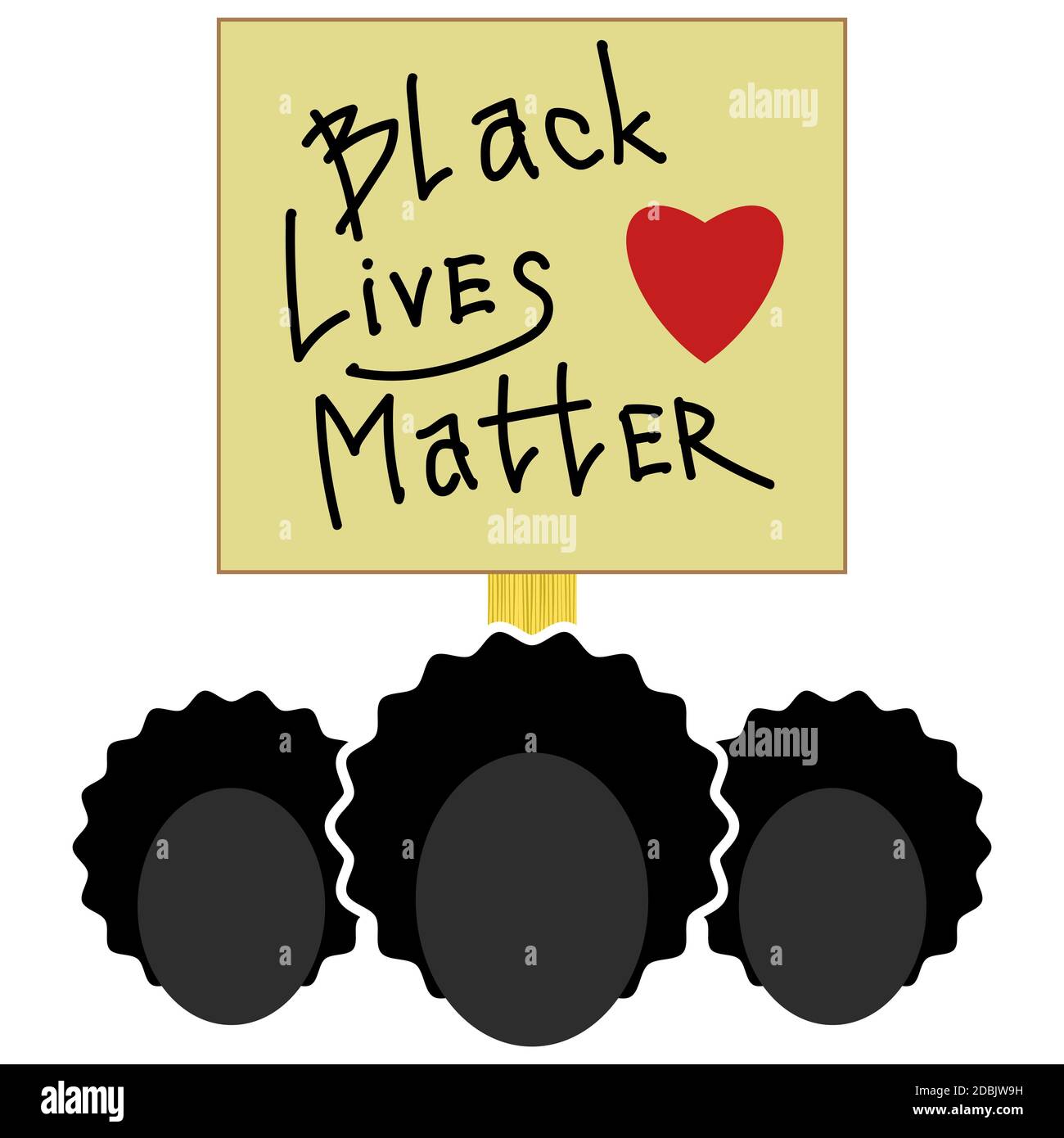 Black Lives Matter Paper Banner for protest on White Background. Foto de stock