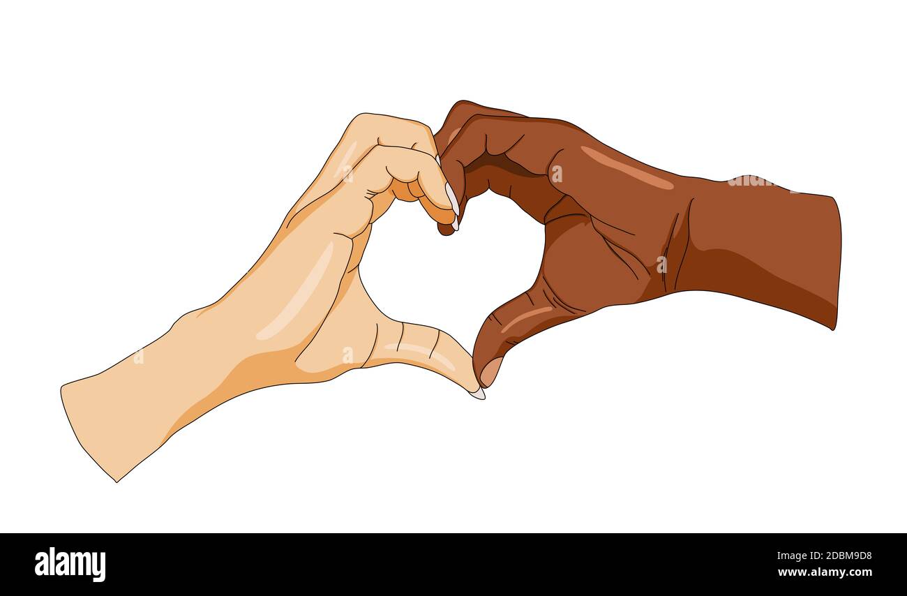 dos manos de diferentes colores de piel formando un corazón Fotografía de  stock - Alamy