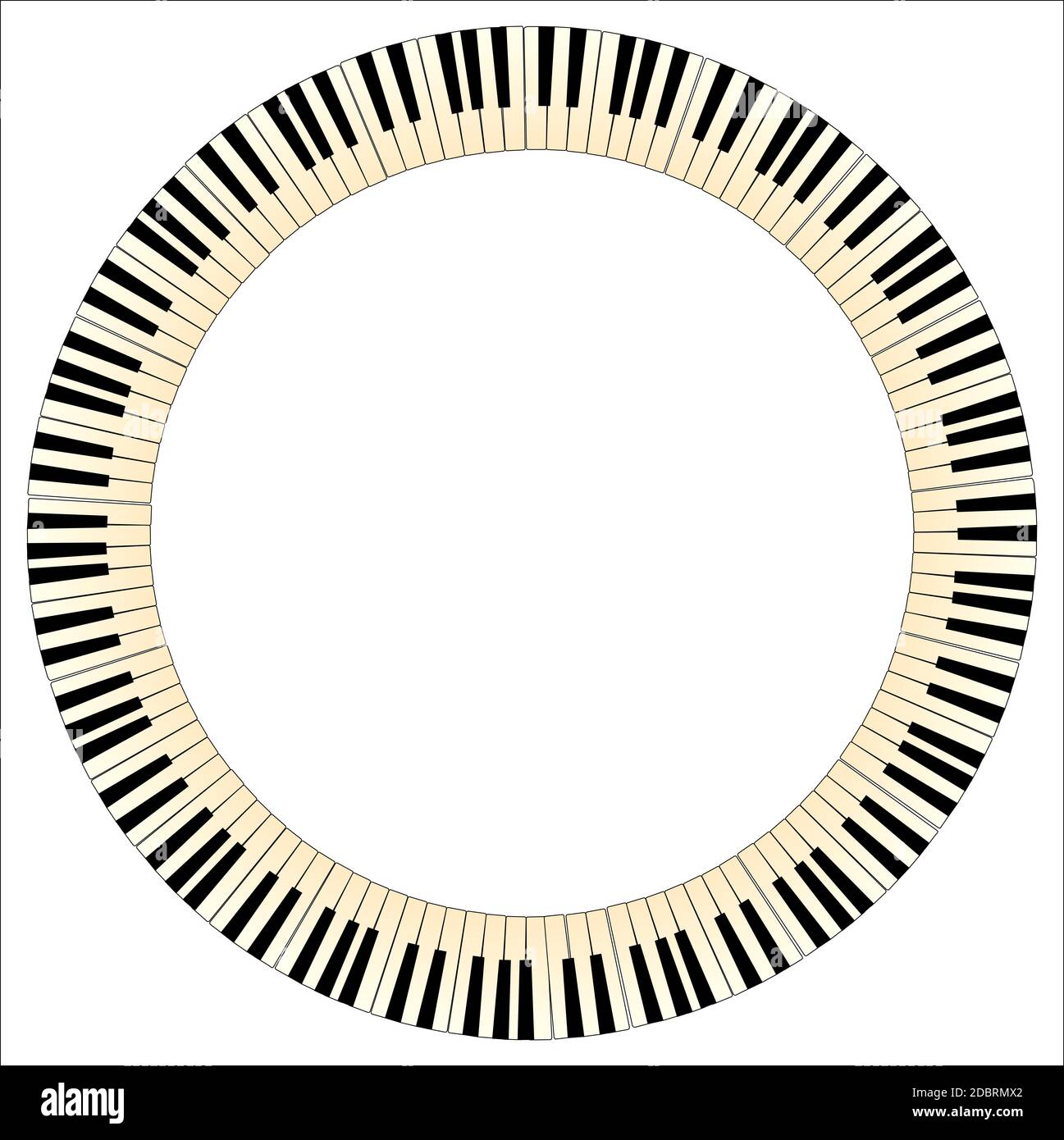Teclas de piano en blanco y negro con un matiz de edad formaron un círculo  Fotografía de stock - Alamy
