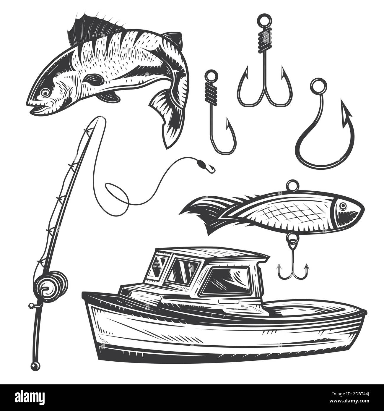 Conjunto de elementos de pesca para crear sus propias insignias