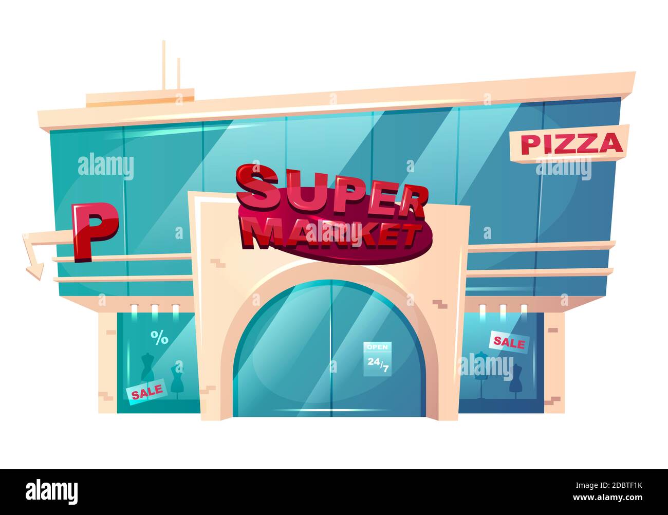Supermercado delante de dibujos animados vector ilustración. Centro comercial edificio objeto de color plano. Hipermercado frente comercial con cartelera. Centro comercial. Grandes almacenes Fotografía de stock - Alamy Supermercado delante de dibujos animados vector ilustración. Centro comercial edificio objeto de color plano. Hipermercado frente comercial con cartelera. Centro comercial. Grandes almacenes Fotografía de stock - Alamy