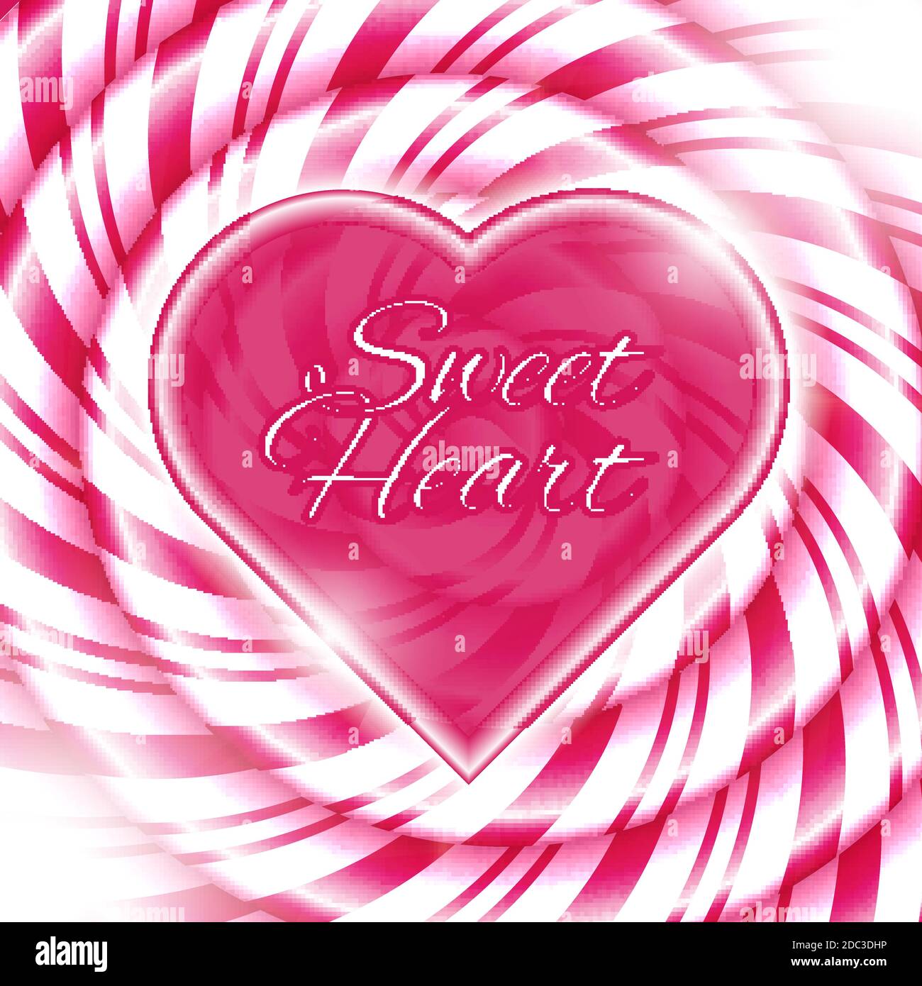 Corazón dulce - fondo abstracto con espiral dulce de caña de caramelo. Ilustración vectorial. Ilustración del Vector