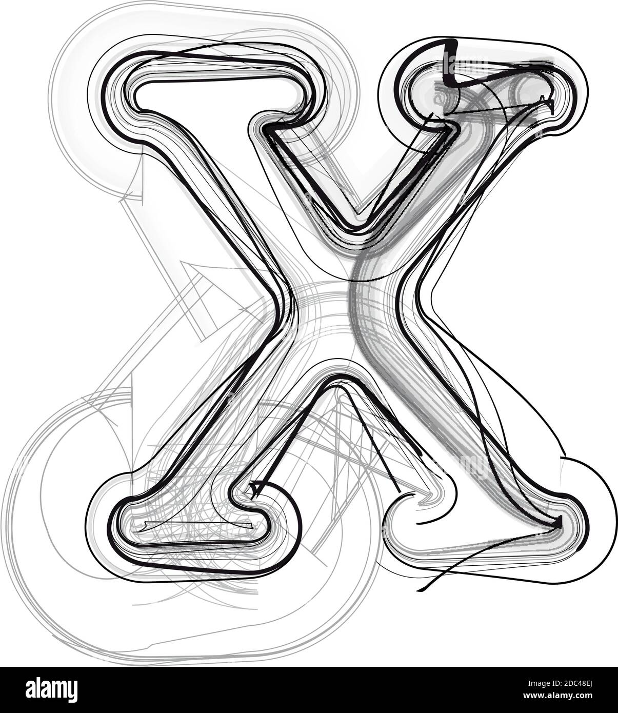 Resumen dibujo a mano Carta X ilustración vectorial Imagen Vector de