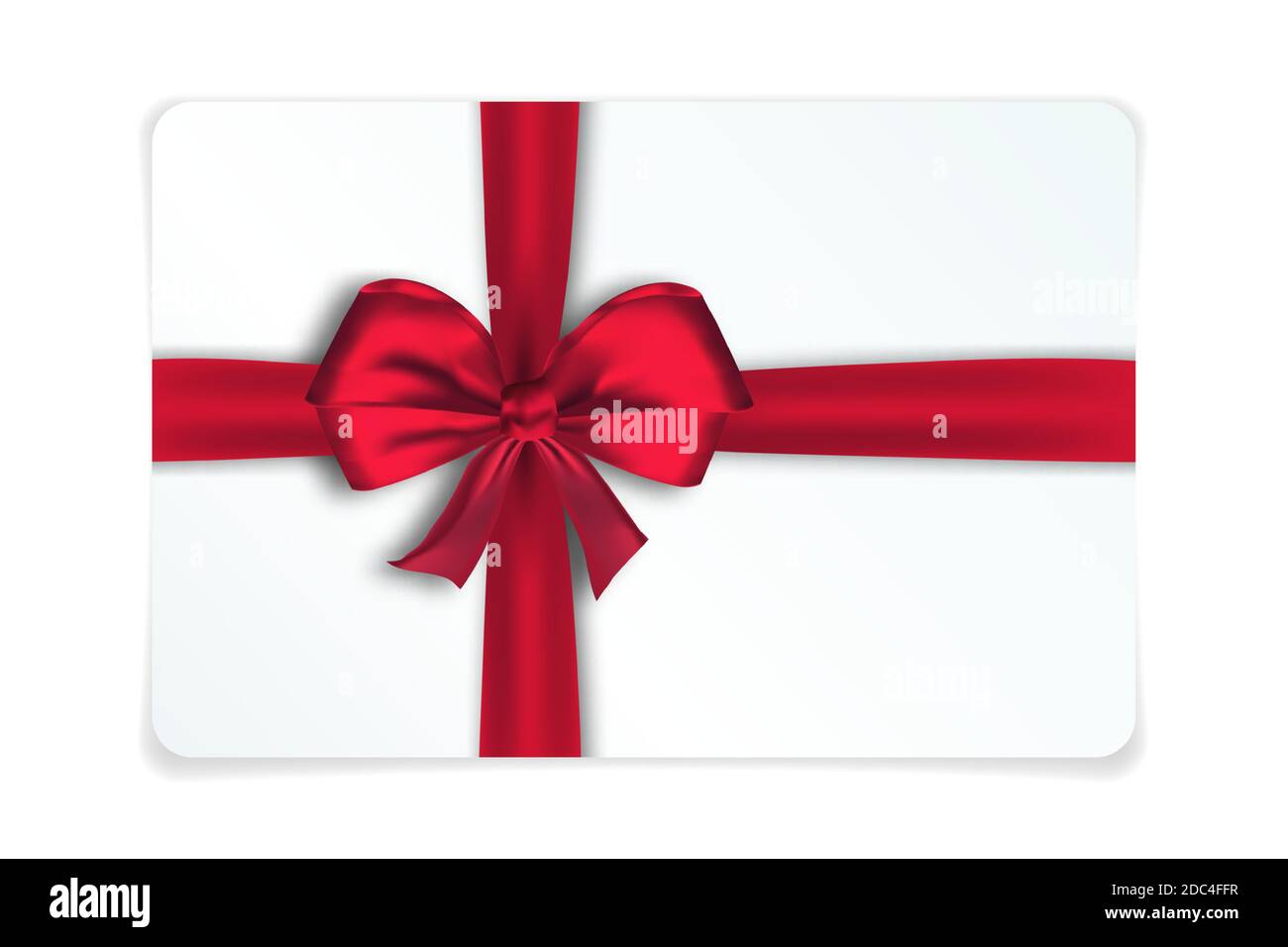 Tarjeta de regalo realista con lazo rojo y cinta. Ilustración vectorial de  la plantilla de tarjeta de papel de cartón de regalo. Vale o certificado en  blanco para comprar Imagen Vector de