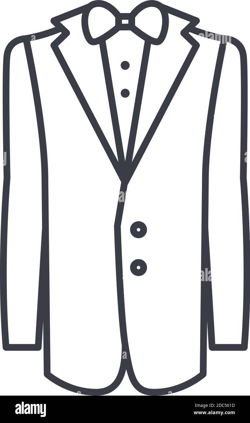 Icono de traje, ilustración lineal aislada, vector de línea delgada, signo de diseño web, símbolo de concepto de contorno con trazo editable sobre fondo blanco. Ilustración del Vector