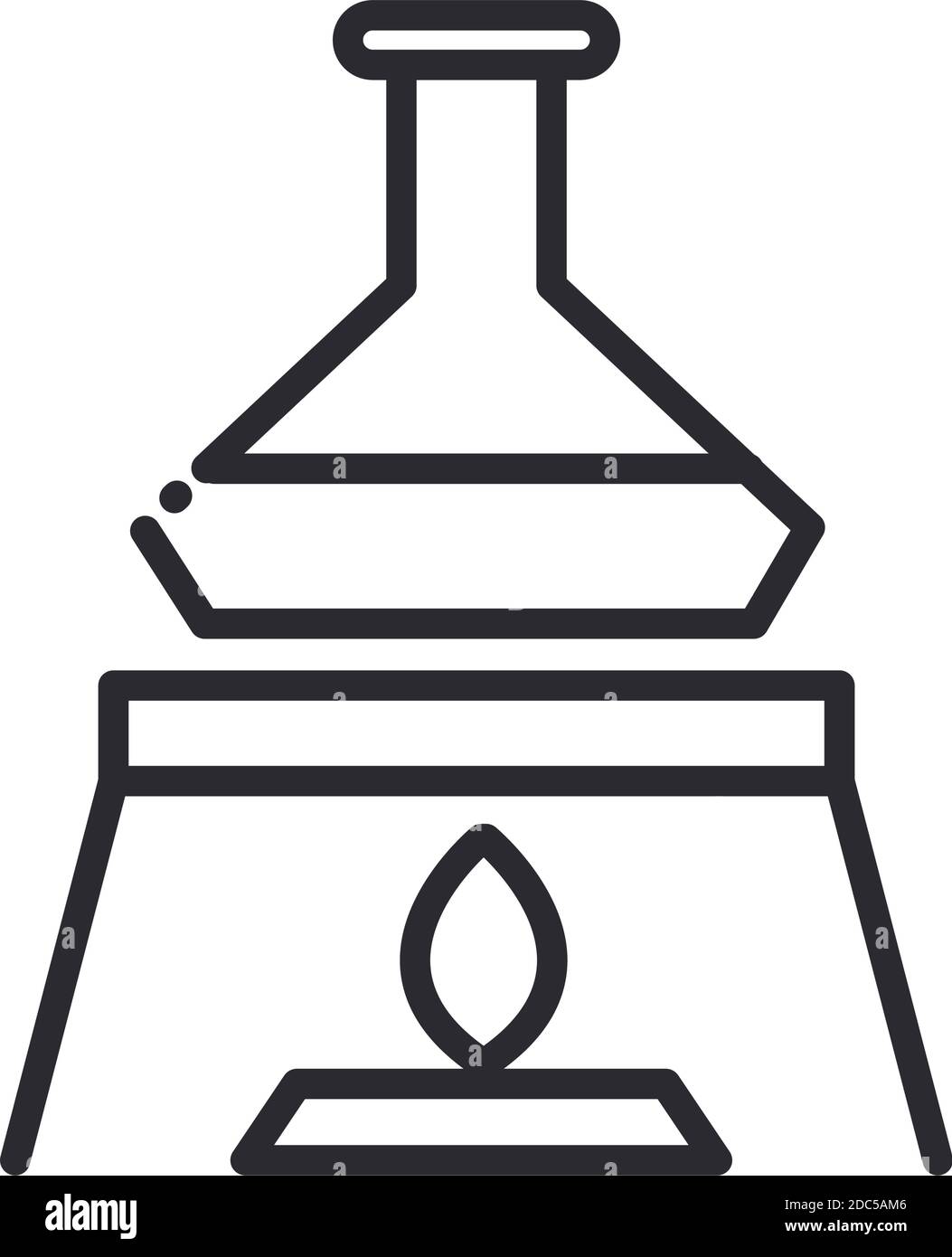 vaso de precipitados de biología en el quemador ciencia elemento línea  icono estilo vector ilustración Imagen Vector de stock - Alamy