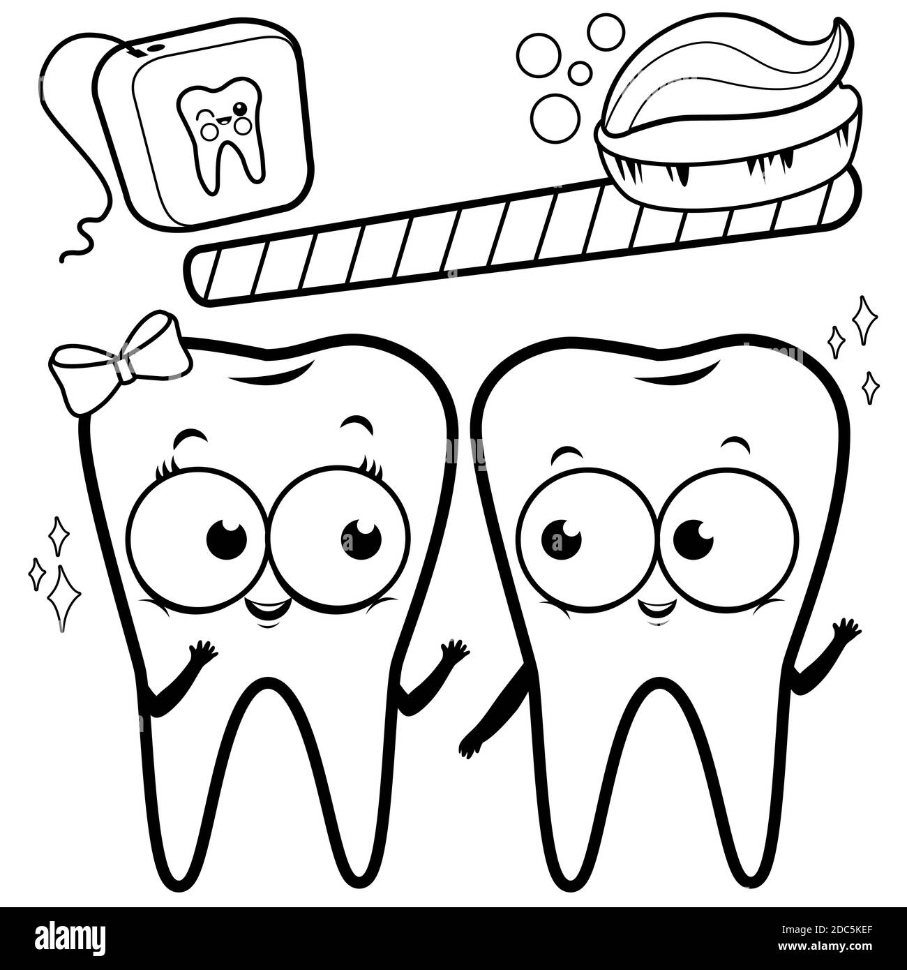 Ilustración de Set Vector Dental A Los Niños Página De Libro Para Colorear  y más Vectores Libres de Derechos de Dientes  iStock