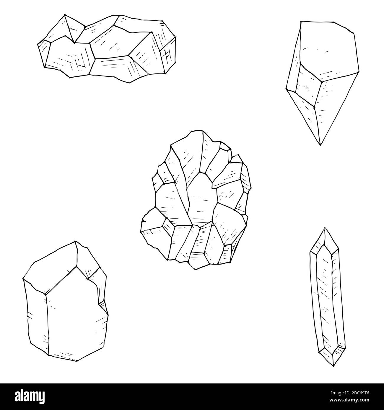 Conjunto de cristales, minerales y piedras preciosas. Ilustraciones de  dibujos animados vectoriales. Objetos aislados sobre blanco. Estilo  dibujado a mano Imagen Vector de stock - Alamy