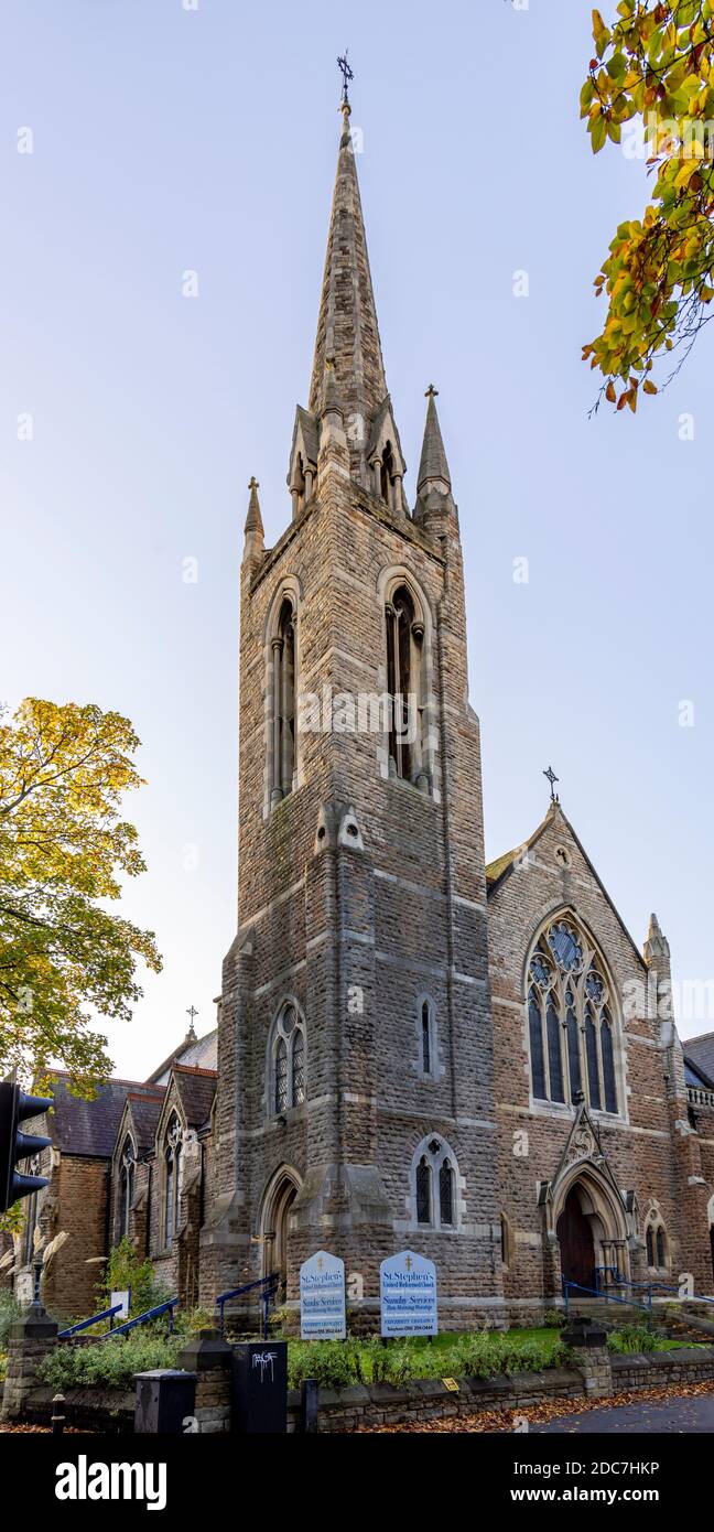 Iglesia reformada Unida de San Esteban, de Montfort St, Leicester Foto de stock