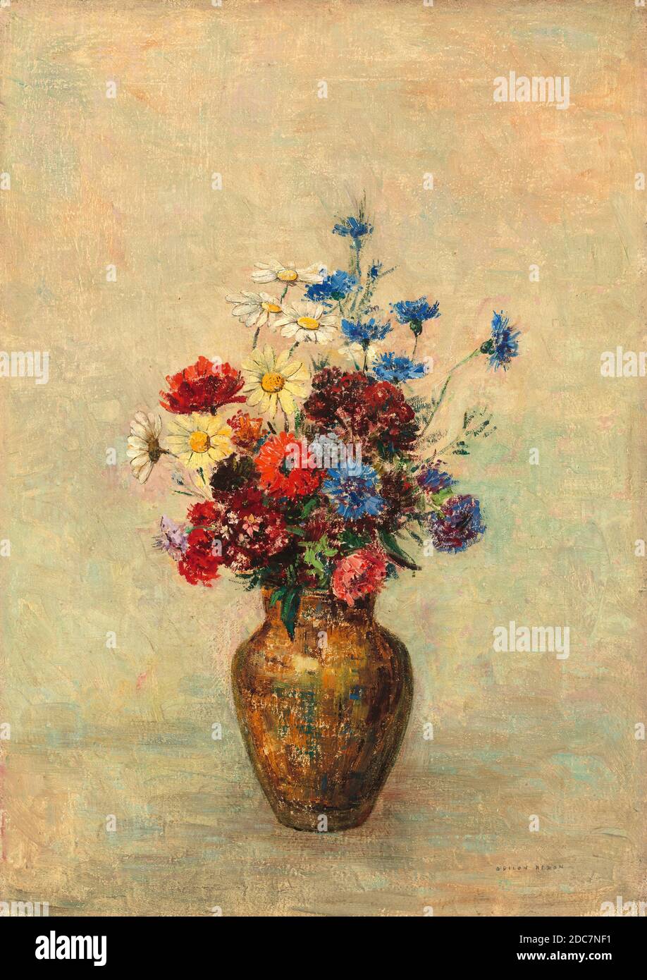 Odilon Redon, (artista), francés, 1840 - 1916, Flores en jarrón, c. 1910, óleo sobre lienzo, total: 55.9 x 39.4 cm (22 x 15 1/2 in.), enmarcado: 74.3 x 60.6 x 8.3 cm (29 1/4 x 23 7/8 x 3 1/4 in Foto de stock