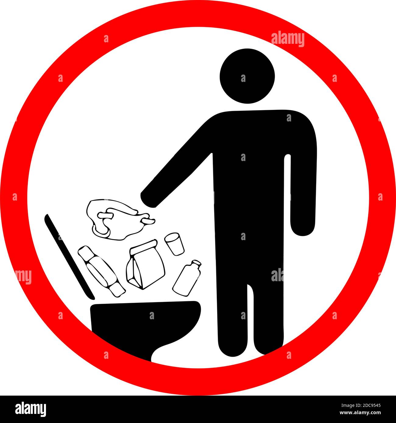 No tire el icono del inodoro. Mantenga la señal limpia. No tirar basura al  inodoro en prohibición advertencia advertencia círculo rojo aislado sobre  fondo blanco Imagen Vector de stock - Alamy