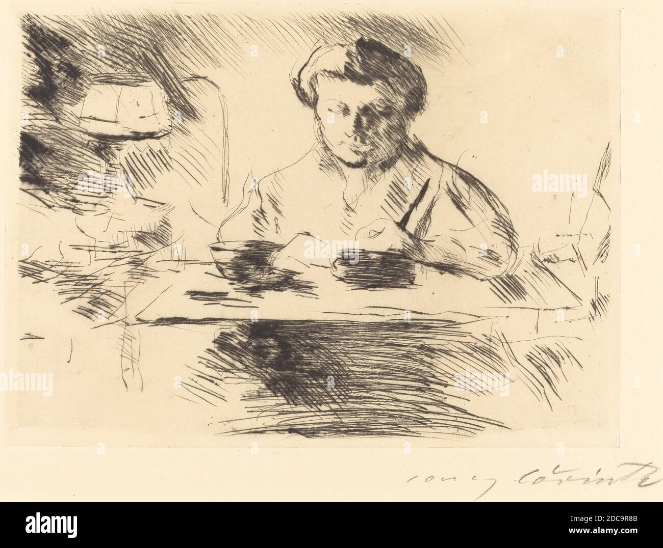 Lovis Corinth, (artista), alemán, 1858 - 1925, Fritz Gurlitt, (editor), alemán, 1854 - 1893, Die Gattin (esposa del artista), 1918, punto seco en negro sobre papel, placa: 19.2 x 26.6 cm (7 9/16 x 10 1/2 in.), hoja: 28.7 x 34.2 cm (11 5/16 x 13 7/16 in Foto de stock