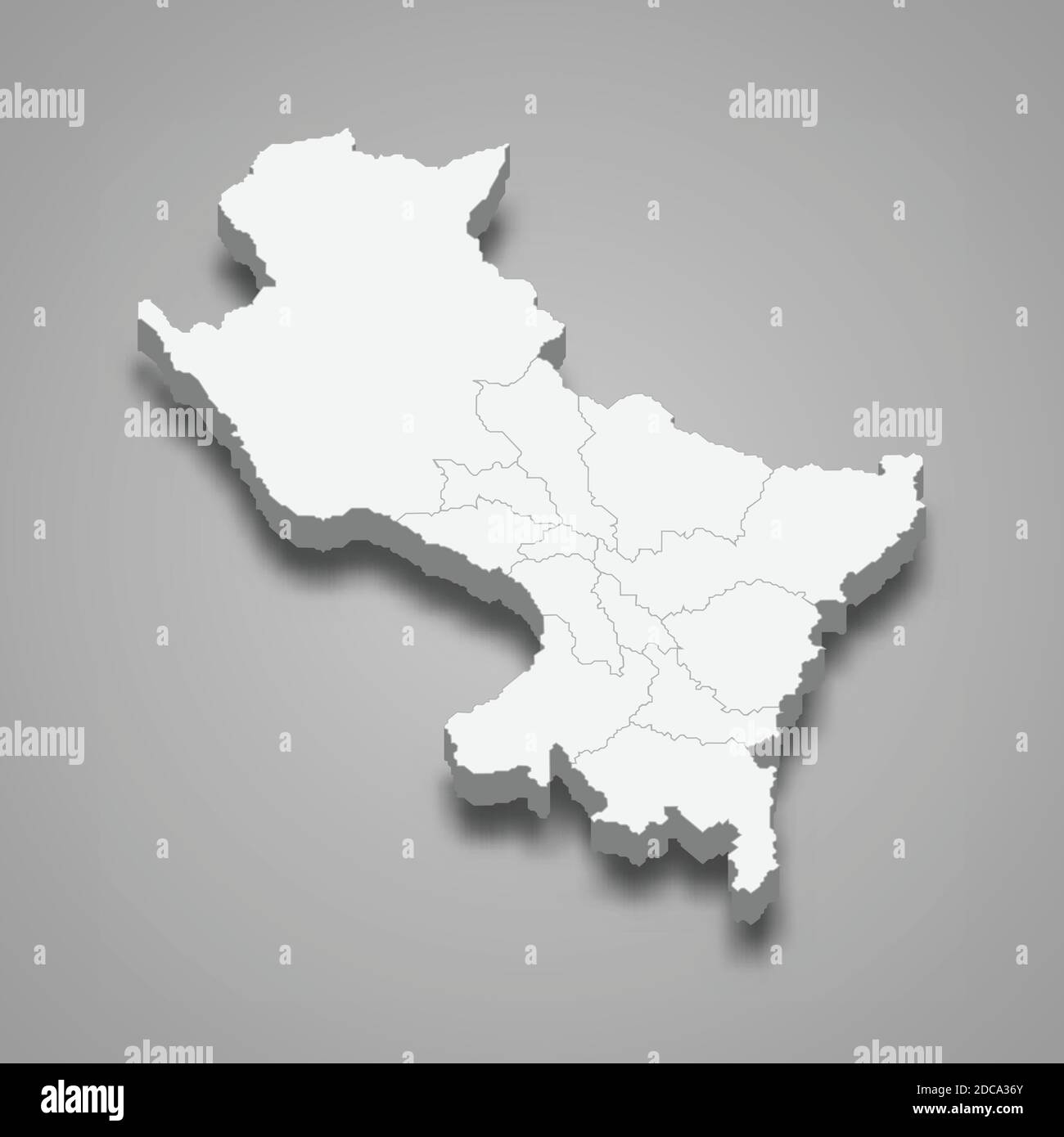 Mapa isométrico 3d de Cusco es una región del Perú, ilustración