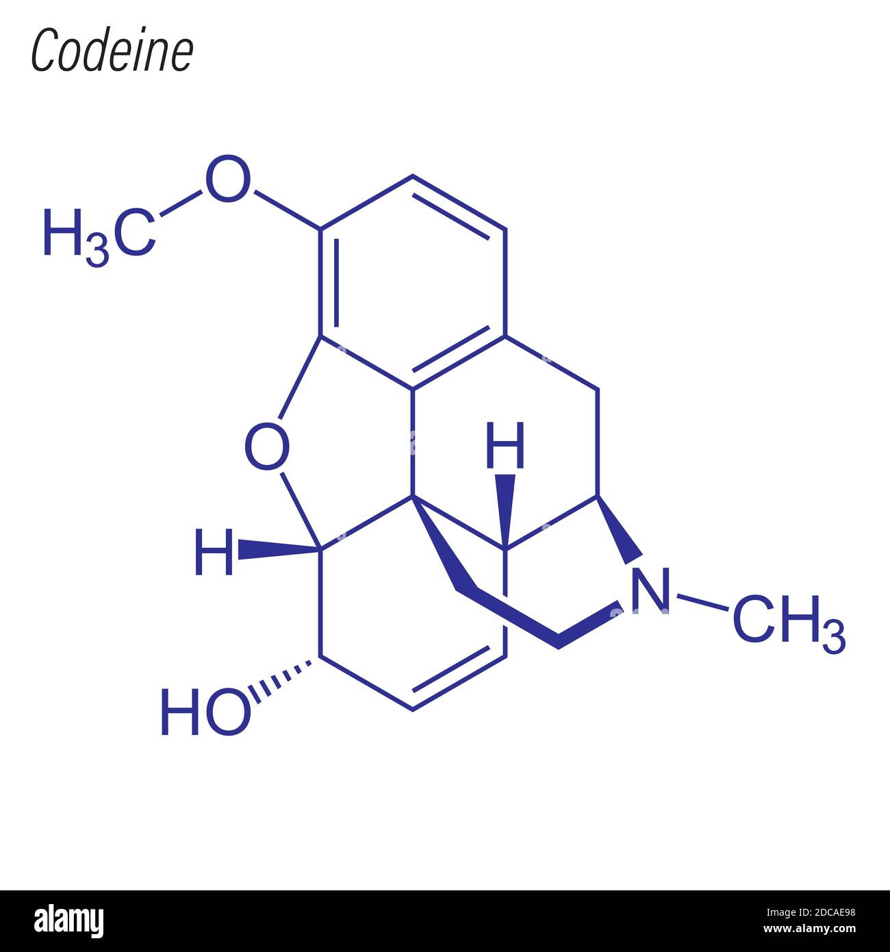 Fórmula esquelética de codeína. Molécula química farmacológica Imagen Vector de stock Alamy