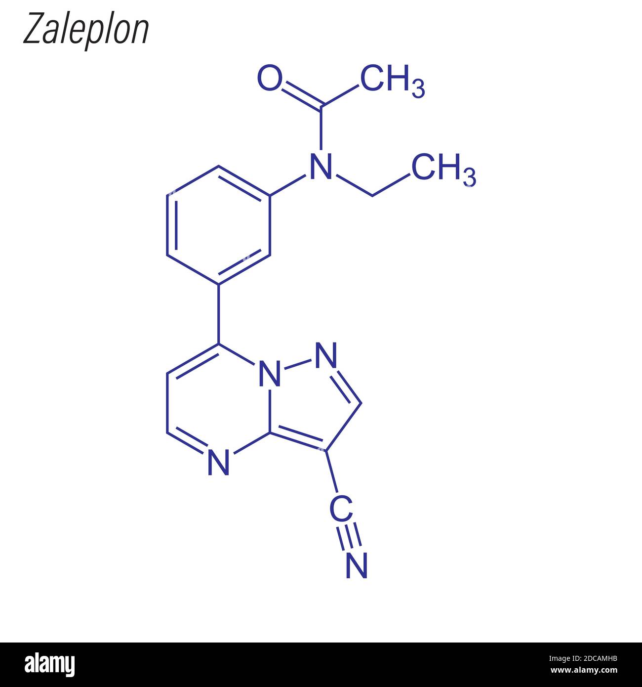 Fórmula esquelética de Zaleplon. Molécula química farmacológica Imagen Vector de stock Alamy