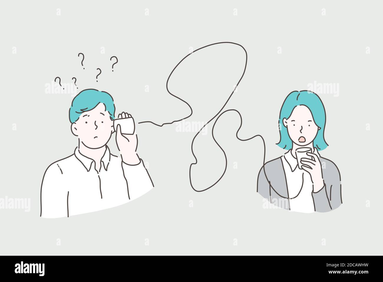 Mala comunicación, concepto de comunicación CAN TIN. Pareja teniendo malentendido, problema de percepción errónea, hombre y mujer tratando de comunicarse con la vieja t Imagen Vector de stock - Alamy Mala comunicación, concepto de comunicación CAN TIN. Pareja teniendo malentendido, problema de percepción errónea, hombre y mujer tratando de comunicarse con la vieja t Imagen Vector de stock - Alamy