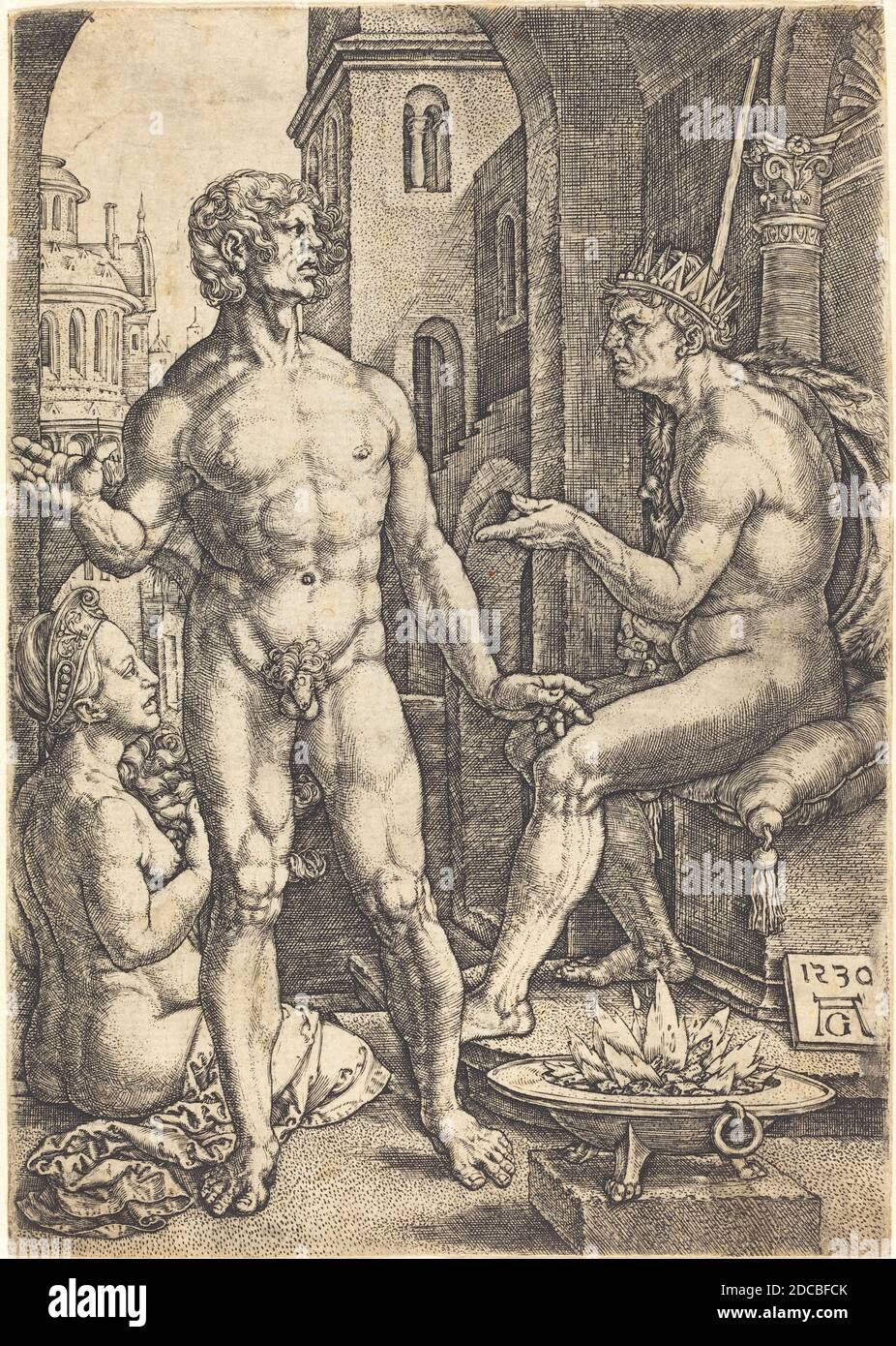 Heinrich Aldegrever, (artista), alemán, 1502 - 1555/1561, Mucius Scaevola Foto de stock