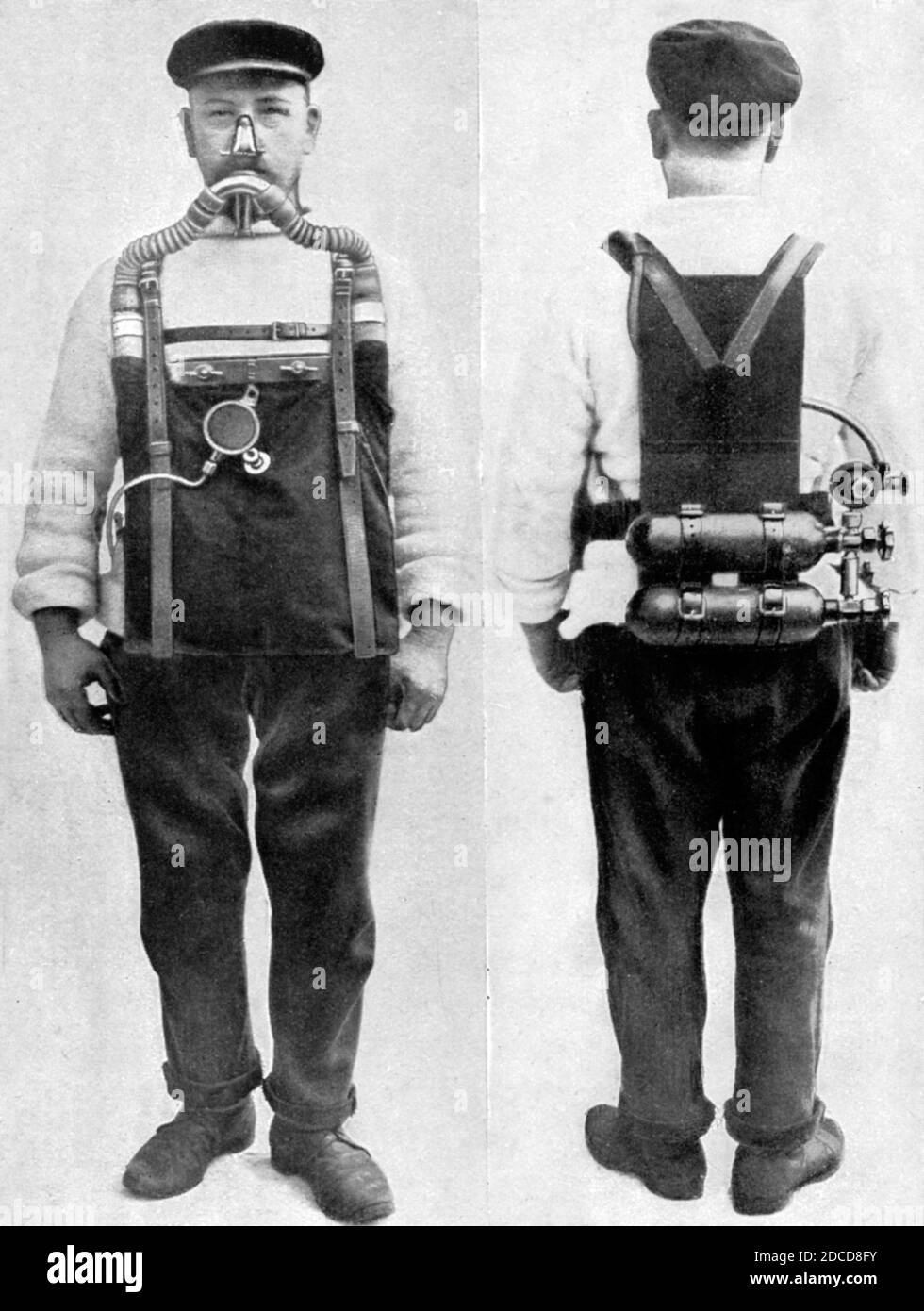Equipo de respiración, 1909 Foto de stock