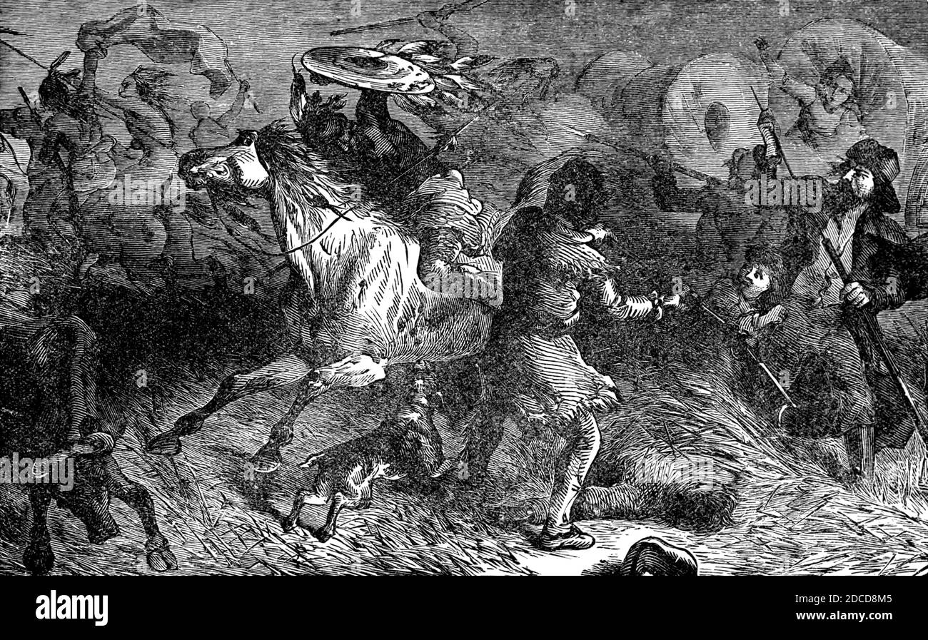 Ataque indio en Cumberland Gap, 1770 Foto de stock