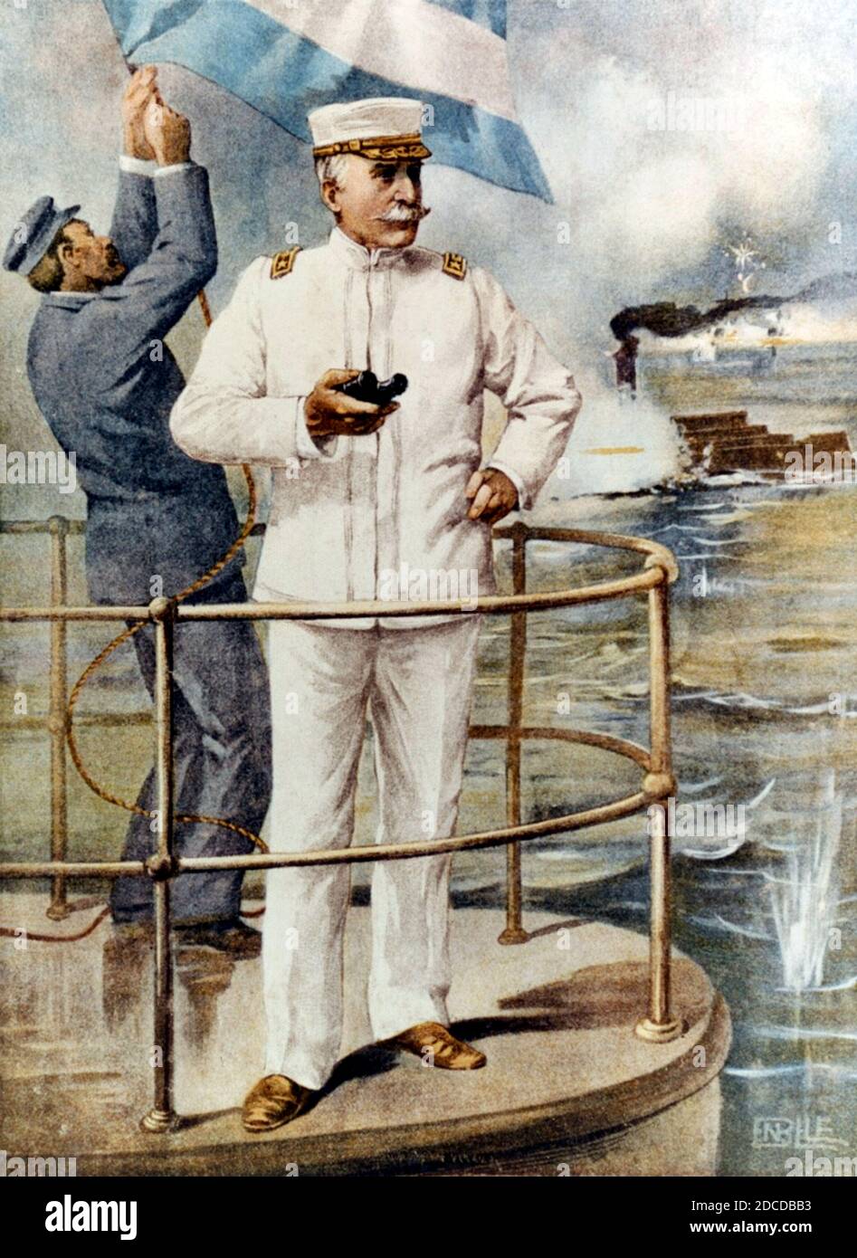 Batalla de la Bahía de Manila, Commodore Dewey, 1898 Foto de stock