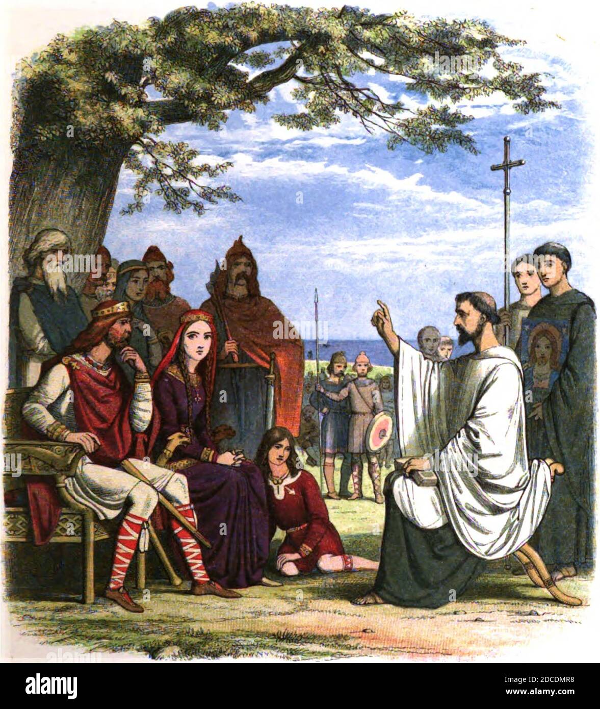 JAMES DOYLE (1822-1892) ilustrador y anticuario inglés. "Agustín predicando ante el rey Ethelbert" de su Crónica de Inglaterra (1864) Foto de stock